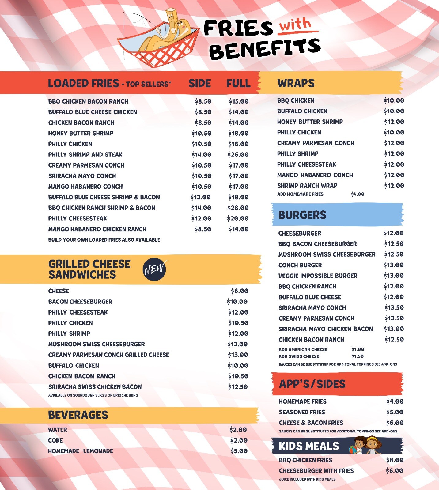 Fries with Benefits Menu